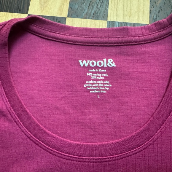 Wool& (Beetroot!) Celine Ribbed Elbow Sleeve Tee - Picture 3 of 6